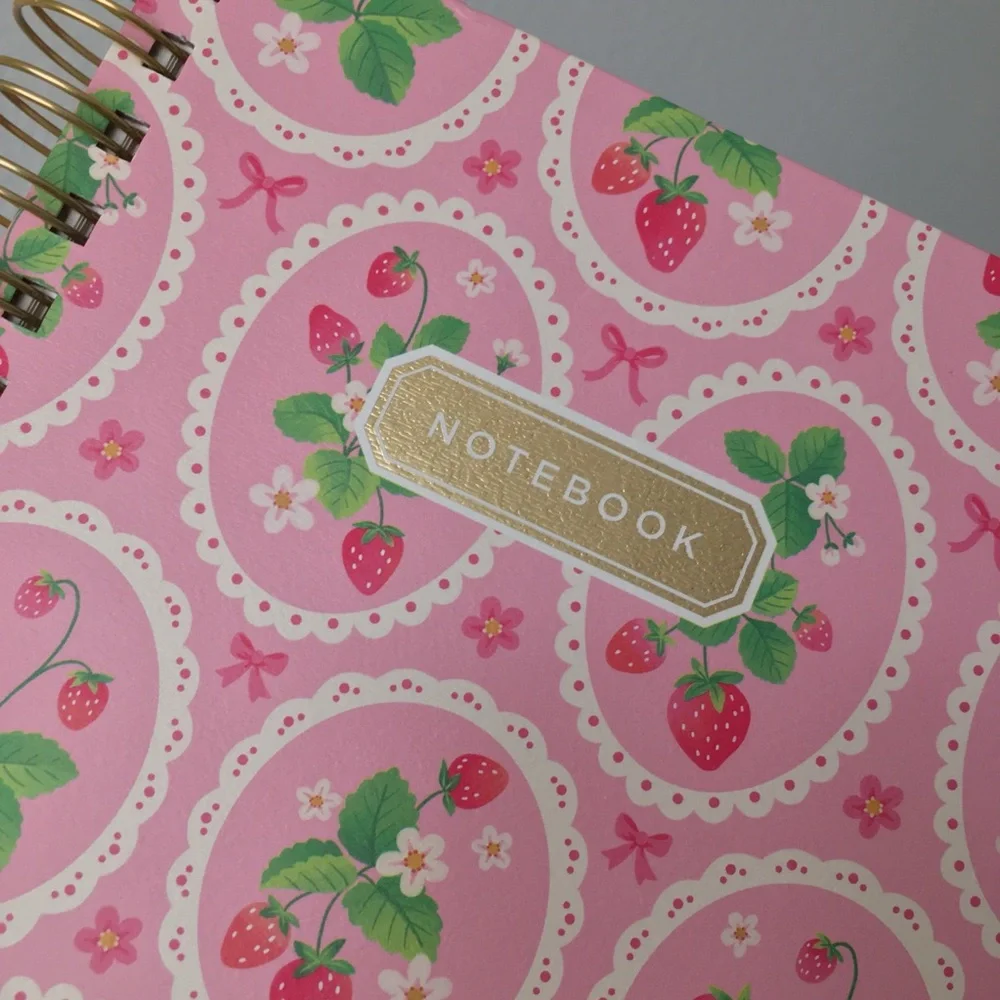Clementine Spiral Notebook ~ Wild Strawberries